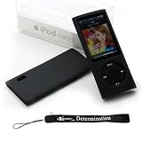 iPod Nano 5th generation 5G skin case cover compatible for iPod Nano 5th Gen 8GB, 16GB newest model (Black) + Includes a 4-inch eBigvalue TM Determination Hand Strap