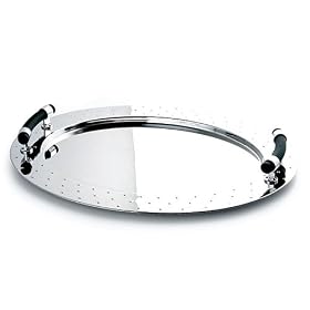 Alessi Stainless Steel Oval Tray with Handles by Michael Graves