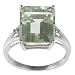 10k White Gold Emerald Cut Green Amethyst and title=
