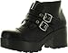 X2b Hayden-3 Women Round Toe Buckle Strap Side Zip Platform Chunky Ankle Booties