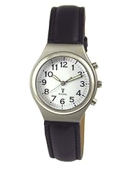 Womens Atomix Atomic Black Leather Band with Silver Bezel Watch