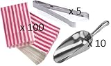 The Rink Drink Sweet Candy Wedding Kit - 10 x Scoops, 5 x Tongs, 100 x Pink Candy Stripe Bags Kitchen & Housewares