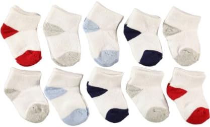 Baby Kisses Baby Boys' 10-Pack Low-Cut Socks - white/multi, 0 - 12 months