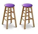 2 24" Tall Custom Specialty Natural Barstools with a Purple Glitter Vinyl S ....