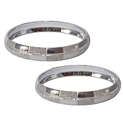 Costume Jewelry Rodium Plated Bangle Bracelets Pair from India Unique Gift for Her 2.3 inches (cbanp002a)