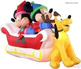 Airblown Inflatable 8 Ft Long Disney Mickey Minnie Pluto Sleigh