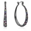 Antique Black Rhodium Plated Hoop Earrings with Colored CZ Accents