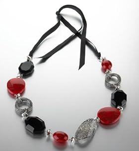 Assorted Bead Ribbon Necklace