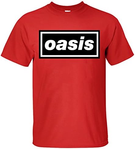 Jiuhe Men's Oasis band logo T Shirt red XL