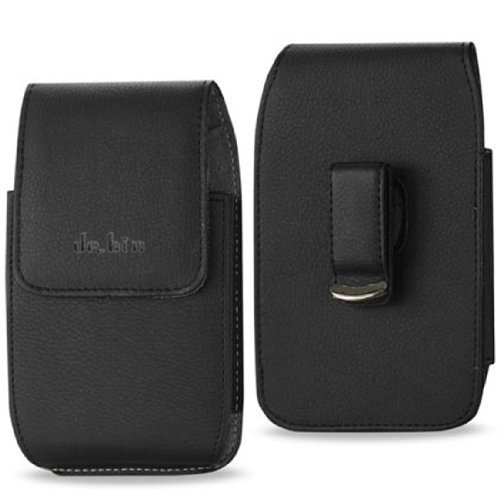 LG G4 Belt Clip Case, Debin Vertical LG G4 Leather Belt Clip Holster Case Cover Pouch Carrying Case with Belt Clip Swivel (XL Size Fits LG G4 Phone Perfectly with Otterbox Case / Lifeproof Case / Extended Battery Case / Thick Armor Hybrid Protector Case On) - Black
