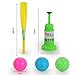 AMGlobal Kids T Ball Set Baseball Set With 3 Different Color Balls Green, Blue, Pink, Sports Training Set Baseball Toy for Kids Children for Fun