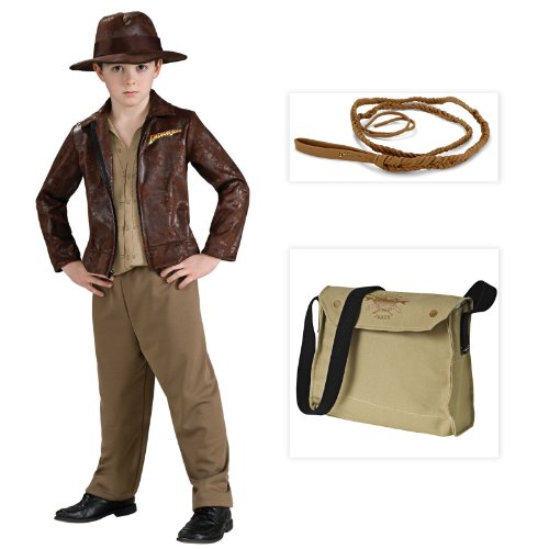 Indiana Jones Deluxe Indiana Child Costume including Whip and Satchel - Large