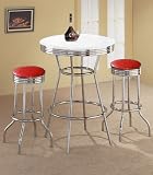 Kitchen & Housewares : 2 Red Glitter Barstools and White Table Set