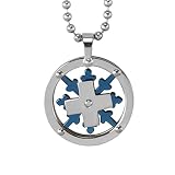 Stainless Steel Spinning Snowflake Large Medallion Pendant Necklace