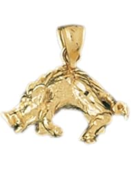 Dazzlers Solid 14k Gold 3D Boar Charm Pendant Available in three colors from jewelsberry (weights: 4.4 grams only)