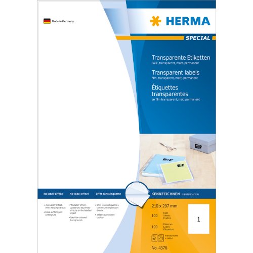 Herma Etiketten A4 4376 210x297 mm Folie matt 100 St&uuml;ck transparent