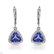 Earrings With 3.30ctw Precious Stones - Genuine Clean Diamonds and Tanzanites Beautifully Crafted in 14K White Gold Length 27.5mm