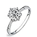 maikun Womens 18k White Gold Rings Platinum-Plated Sparkling Cubic-Zirconia Wedding Engagement Valentine's Day Gift
