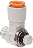 Best Price SMC AS2211F-N02-11S Air Flow Control Valve with One-Touch Fitting, PBT & Nickel Plated Brass, Elbow, With Sealant, 3/8