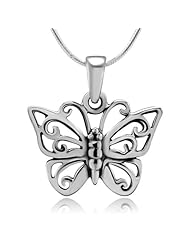 925 Oxidized Sterling Silver Celtic Butterfly Pendant with Sterling Silver Necklace Chain 18, Fashion Jewelry for Women, Teens - Nickel Free