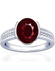 Platinum Oval Cut Ruby Womens Astrological Ring
