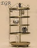 Earring Tree, Holder, Organizer, Antique Bronze (gold tone) Metal, Circular, Round, Turns Manually, Rotates, Holds 75 Pair of Earrings Plus More! Earring-Go-Round, Patent Protected, Est. 2009