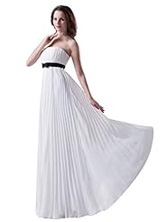 A-line Strapless Empire   Waistline Chiffon Crinkled Lace Floor Length Bridesmaid Dress  With a Sash 