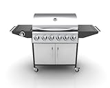 Edelstahl Gasgrill Grill Grillwagen Barbecue BBQ 6+1 mit Temperaturanzeige NEU