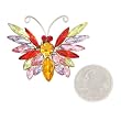 Multi Colored Red Orange Crystal Butterfly Brooch Pin