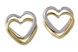 14K Two Tone Interlocking Heart Earrings