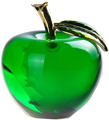 Crystal Glass Green Apple Paperweight Figurine