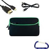 Gizmo Dorks Soft Neoprene Zipper Case (Black with Green Trim), Micro USB Ca ....