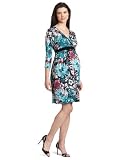 Three Seasons Maternity Women's 3/4 Sleeve Surplice Floral Dress