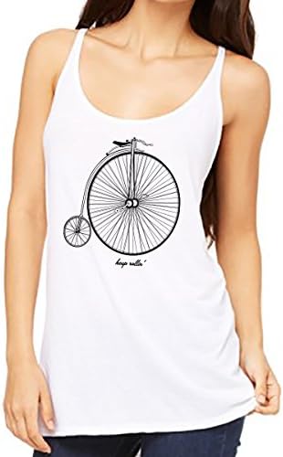 Incidental Legend Womens V-Neck Graphic Keep Rollin' Tank Top (X-Large, White)