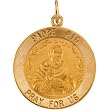 14K Yellow Gold St. Padre Pio Medal - 18.50mm