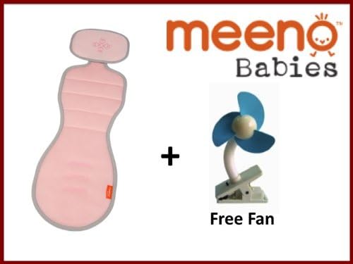 Meeno Babies Cool Mee Pink Car Seat Liner and Fan Bundle