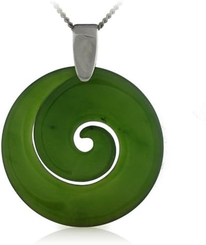 Silver Pendant with Green Jade 30mm