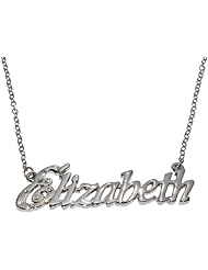 Name Necklaces Elizabeth - Personalized Necklace White Gold Plated 18K, Belcher Chain, 2mm Thick