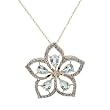Necklace With 2.80ctw Precious Stones - Genuine Aquamarines and Diamonds Well Made in Yellow Gold Length 18in