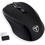 2.4G Wireless Mouse Pictek Mobile Optical Mouse Computer Mice with 6 Buttons, Nano Receiver,15 Months Battery Life,2400 DPI 5 Adjustable Levels, Black