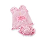 Mud Pie Tiny Dancer Cupcake Pinafore And Bloomers, Pink/White, 12-18 Months