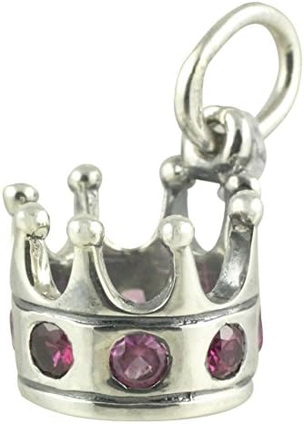 Princess or Diva Jeweled Crown Vintage Style 925 Sterling Silver and CZ Traditional Charm or Pendant