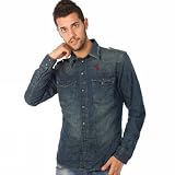 Jack And Jones Moris Shirt 12049623-deni Homme Chemise Blu Denim [l]
