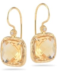 I. Reiss 14K gold earrings, set with a Citrine color stone and accented with diamonds.