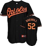 George Sherrill Jersey: Adult 2009 Majestic Alternate Black Replica #52 Baltimore Orioles Jersey - X-Large