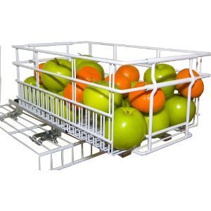 Shelf on Wheels Expandable Powder Coated White Pantry Pull Out Basket, 16 by 6-Inch Shelf on Wheels Expandable Powder Coated White Pantry Pull Out Basket, 16 by 6-Inch