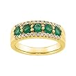 14K Yellow Gold Emerald and Diamond Ring/Anniversary Band
