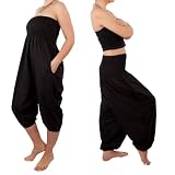 Picture Of Cotton Harem Pants Bandeau Jumpsuit Romper ( Onesize Regular Black)