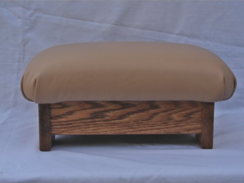 Padded Foot Stool - Taupe Leather