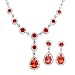 Light Siam Red Crystal Drop Necklace and Earrings Set Fashion Jewelry